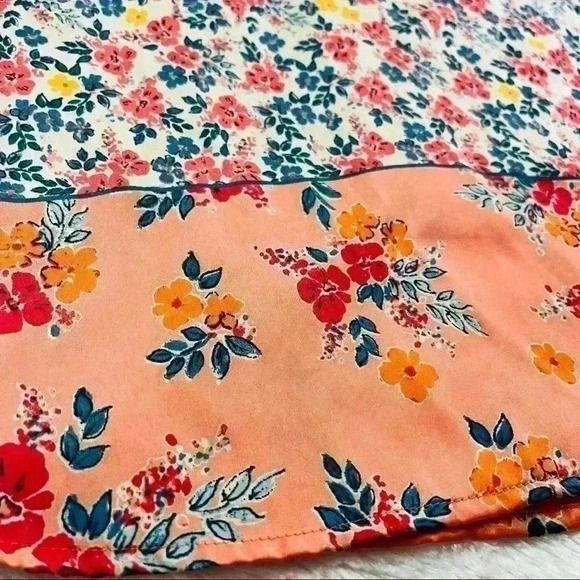 Pale Sky Multicolored Floral Print Quarter Button Short Dolman Sleeve Top Size S - Picture 5 of 16